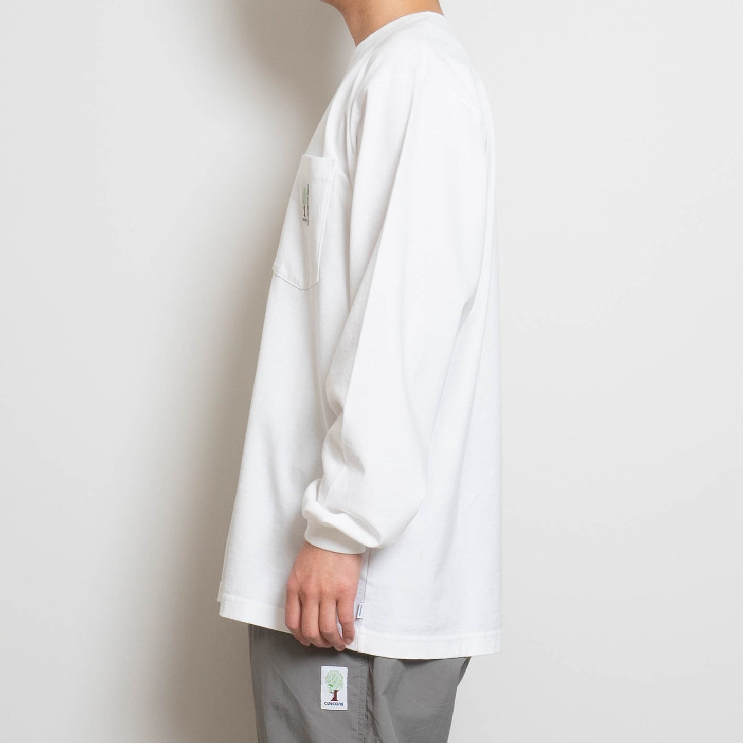 Mid Weight Pocket LS - White