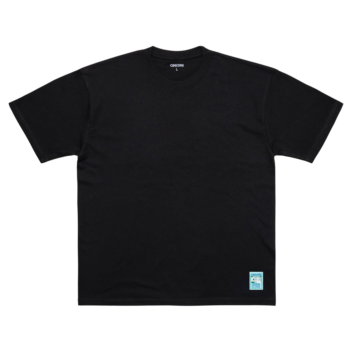 LISTENING IS LIVING Label Tee - Black