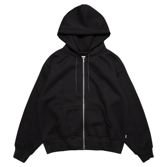 Bonded Fleece Zip Up Hoodie - Black