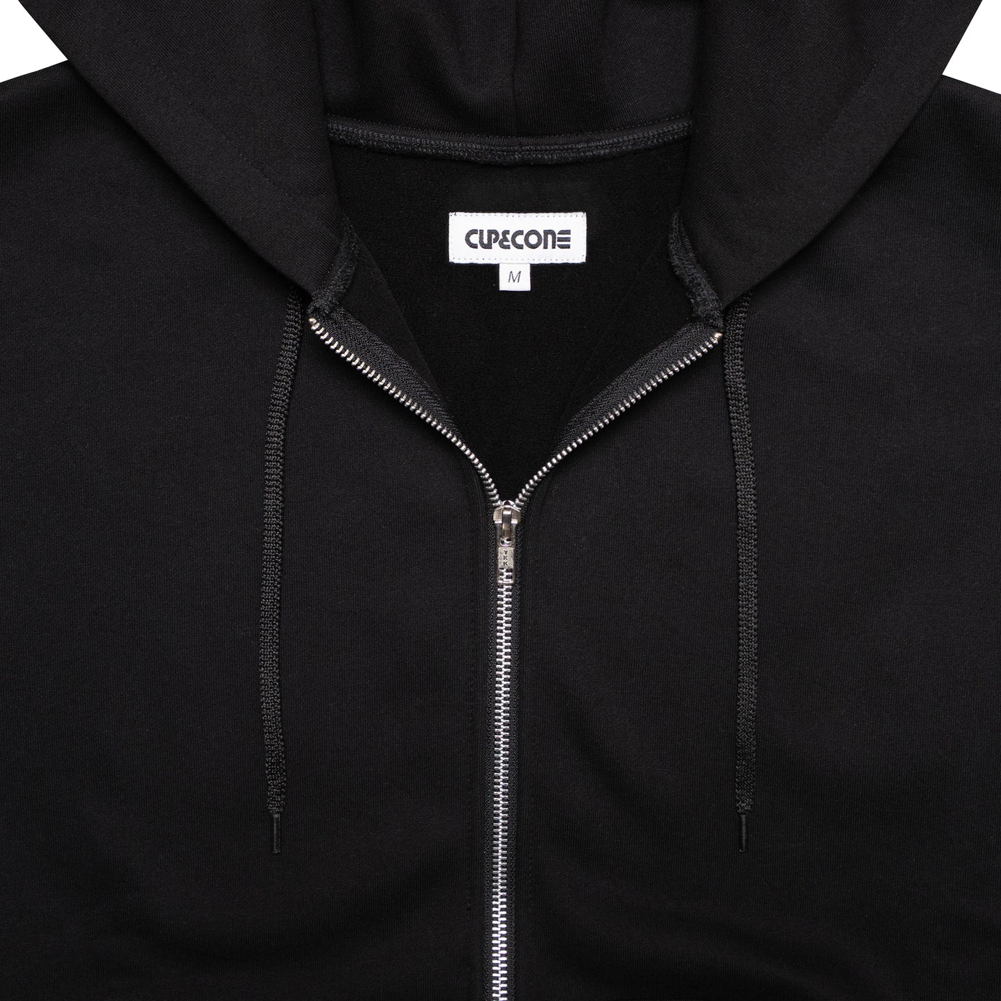 Bonded Fleece Zip Up Hoodie - Black
