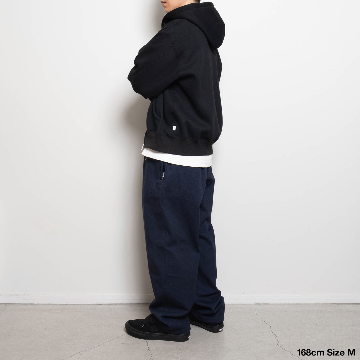 Bonded Fleece Zip Up Hoodie - Black