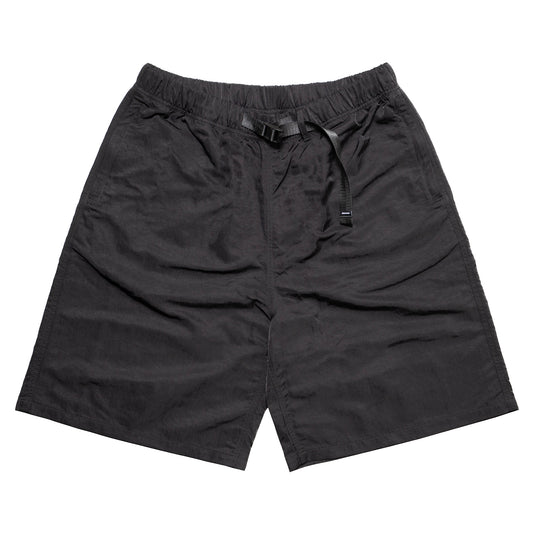 Nylon Twill Desk Work Long Shorts - Black