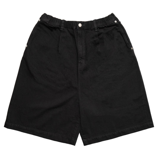 Blue Label Super Loose Denim Easy Shorts - Double Black Enzyme Washed