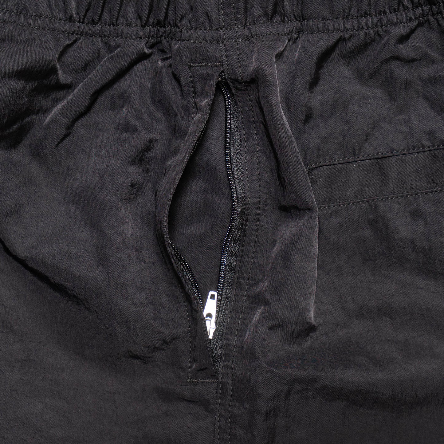 Nylon Twill Desk Work Long Shorts - Black