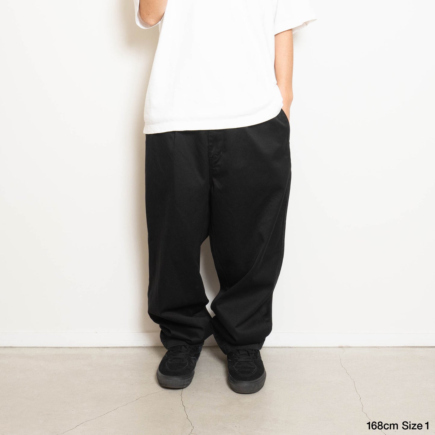 CC Baggy Cotton Twill Easy Trousers - Black