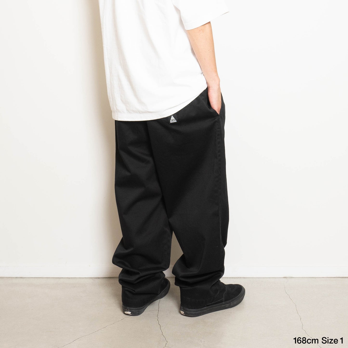 CC Baggy Cotton Twill Easy Trousers - Black