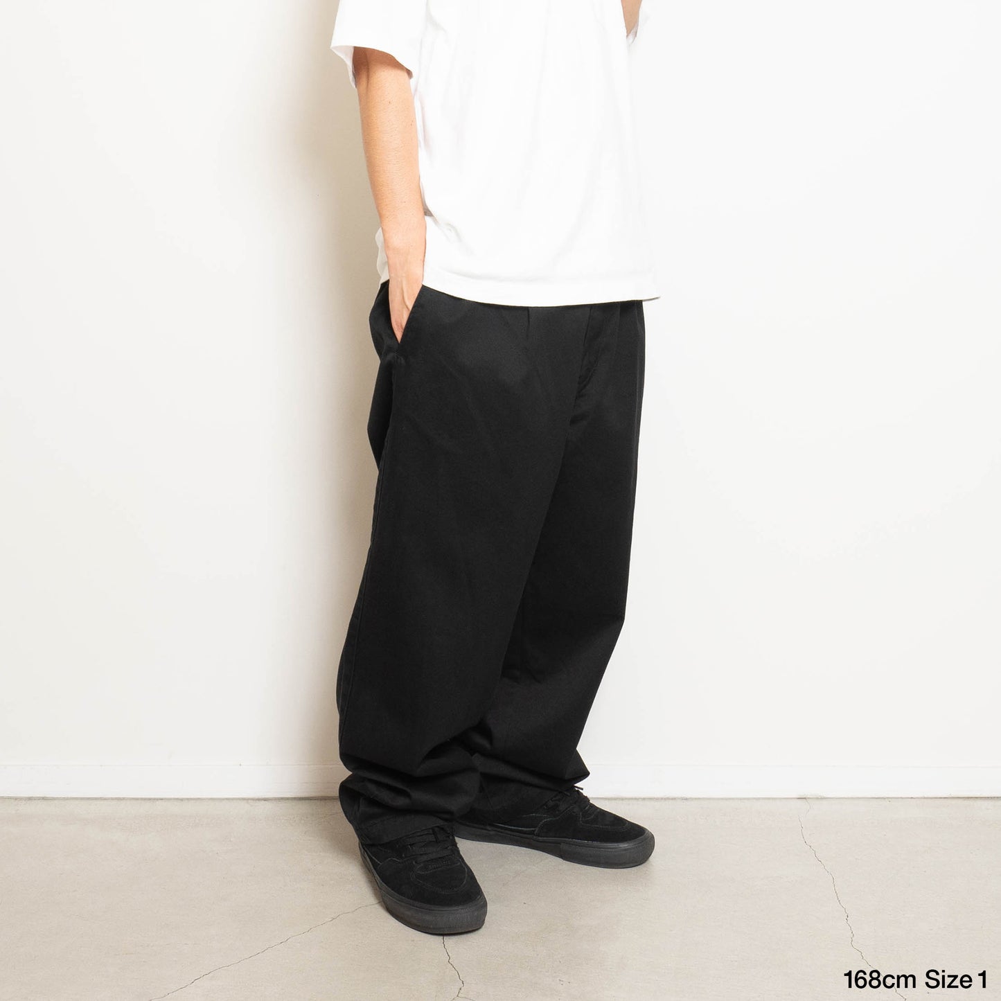 CC Baggy Cotton Twill Easy Trousers - Black