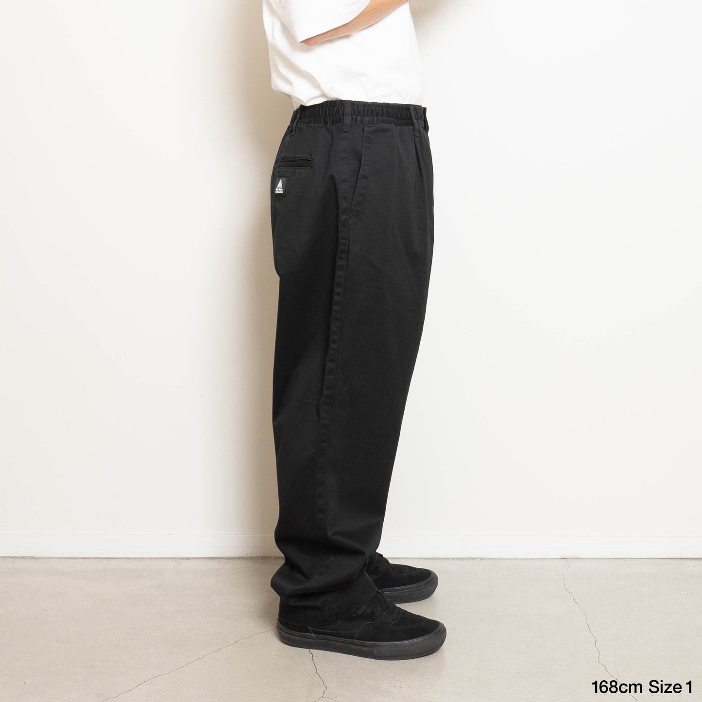 CC Baggy Cotton Twill Easy Trousers - Black