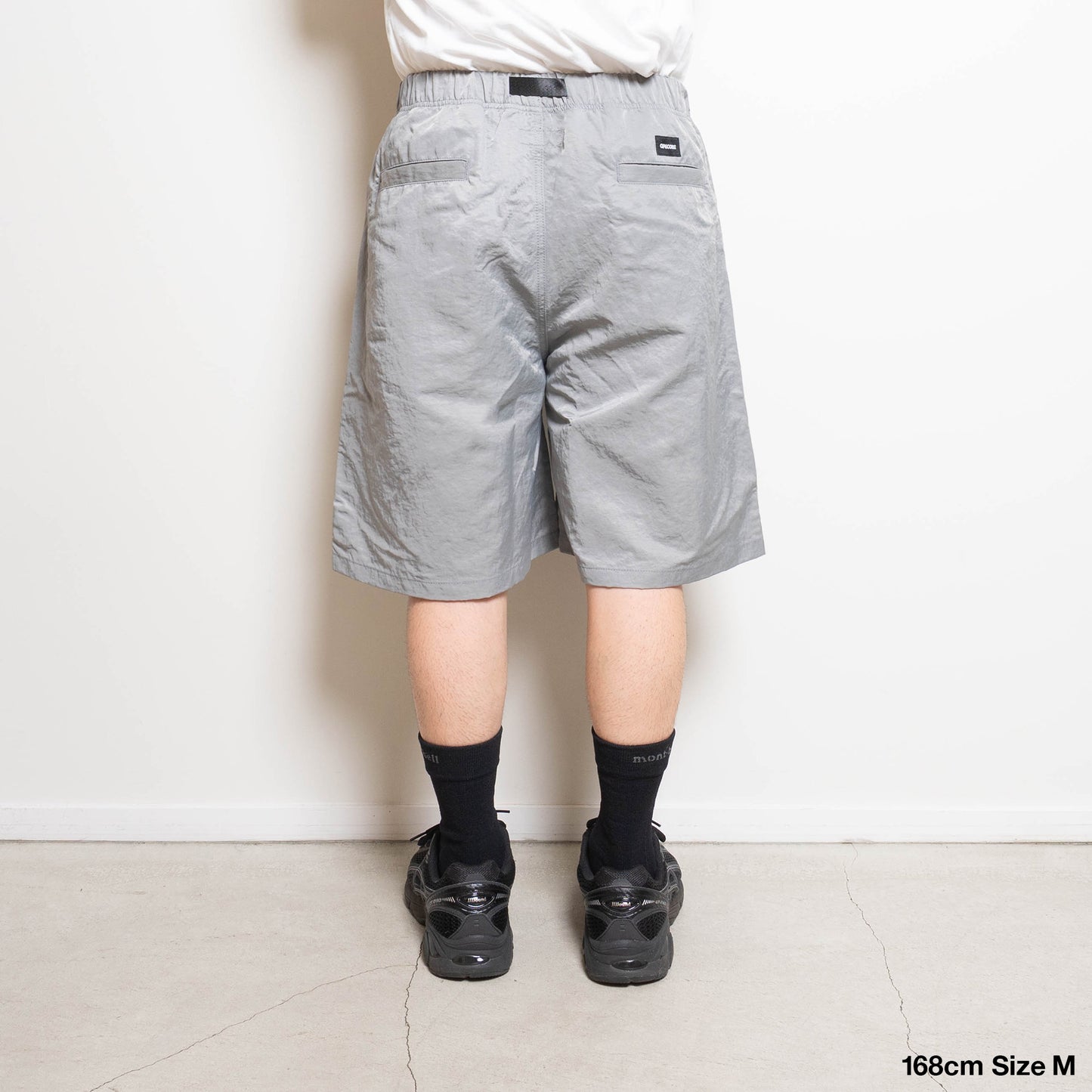 Nylon Twill Desk Work Long Shorts - Silver