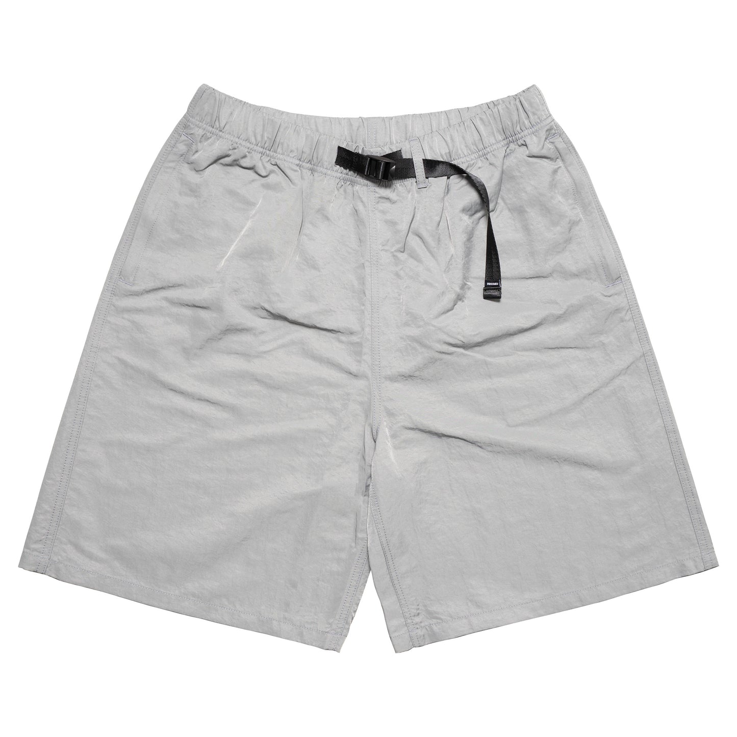 Nylon Twill Desk Work Long Shorts - Silver