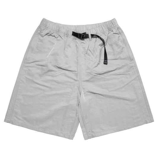 Nylon Twill Desk Work Long Shorts - Silver