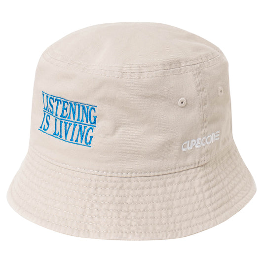 LISTENING IS LIVING Bucket Hat - Ivory
