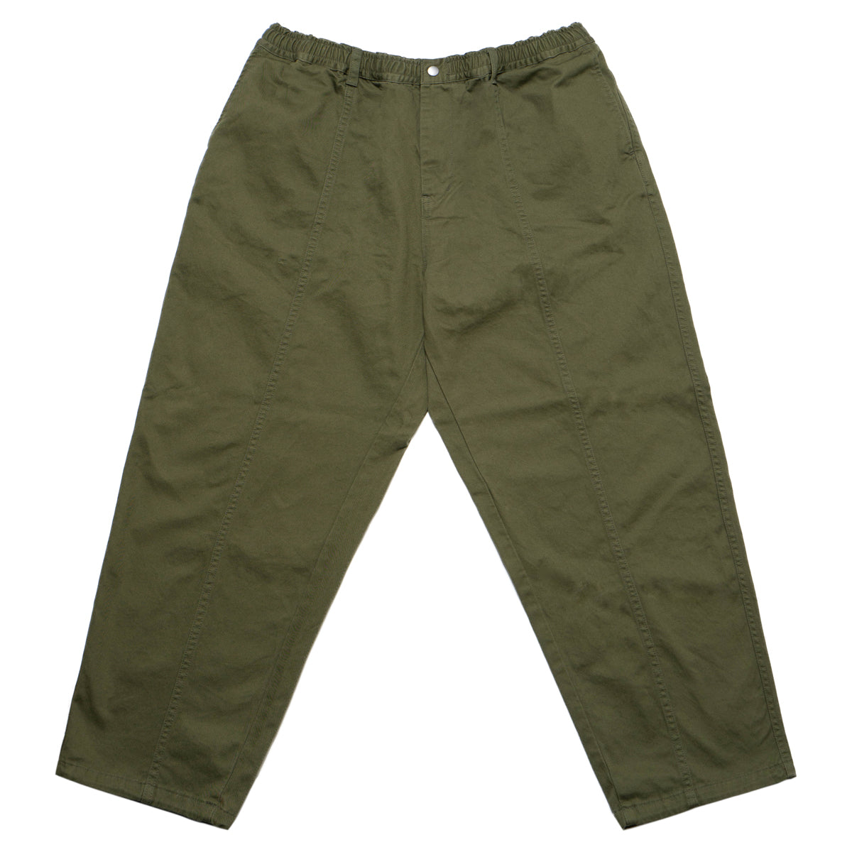 Cotton Twill Baggy Pants - Olive