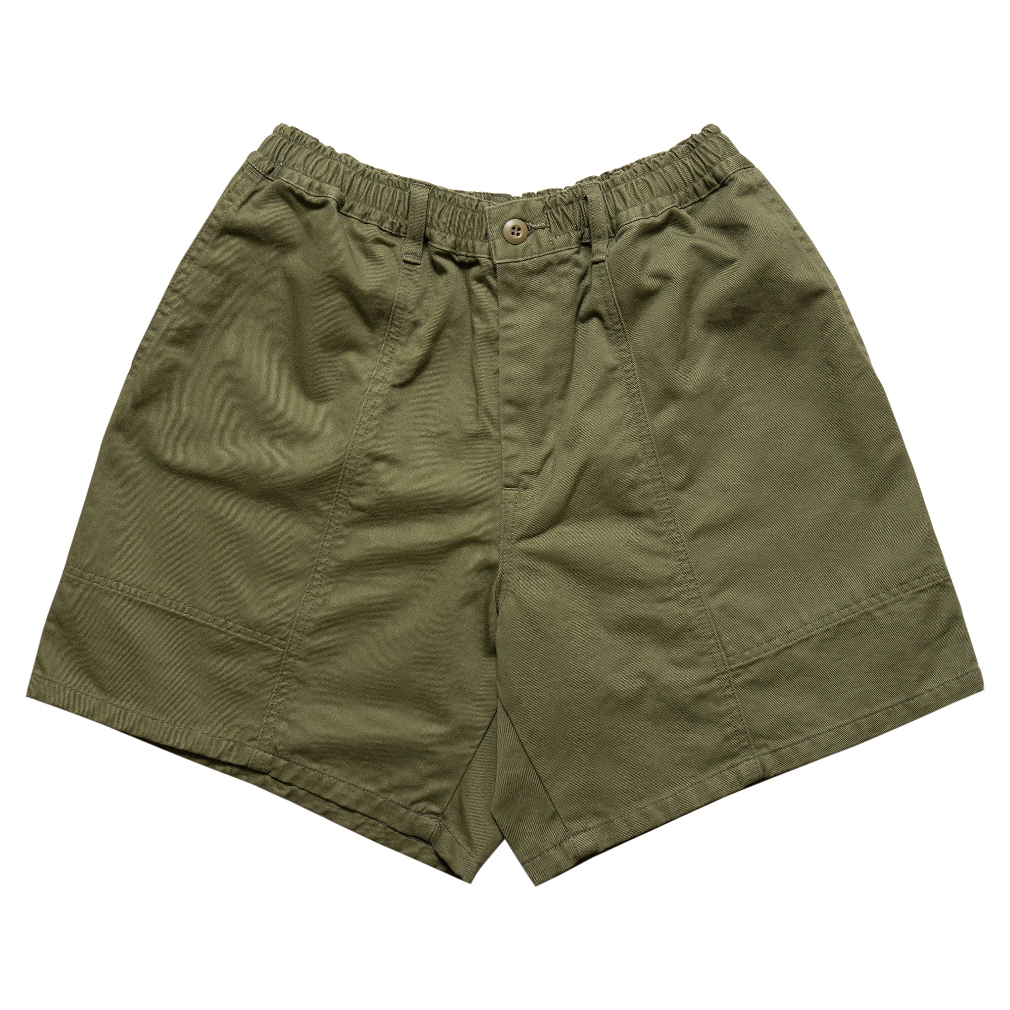 Cotton Twill Baggy Shorts - Olive